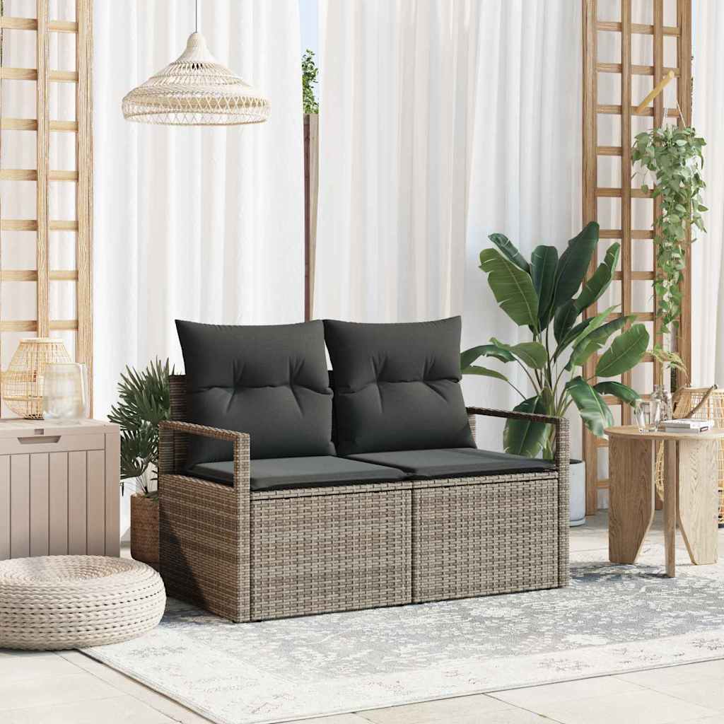 vidaXL Garten-Sofa mit Kissen 120 x 62 x 69 cm Poly-Rattan