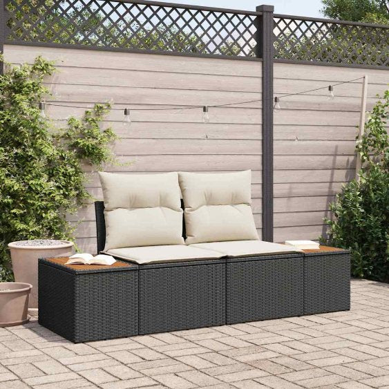 vidaXL Gartensofa Schwarz 184 x 62 x 85cm Poly-Rattan