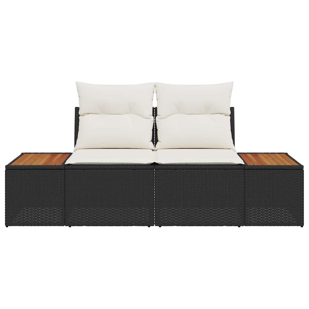 vidaXL Gartensofa Schwarz 184 x 62 x 85cm Poly-Rattan