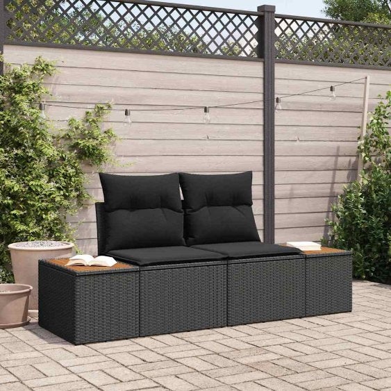 vidaXL Gartensofa Schwarz 184 x 62 x 85cm Poly-Rattan