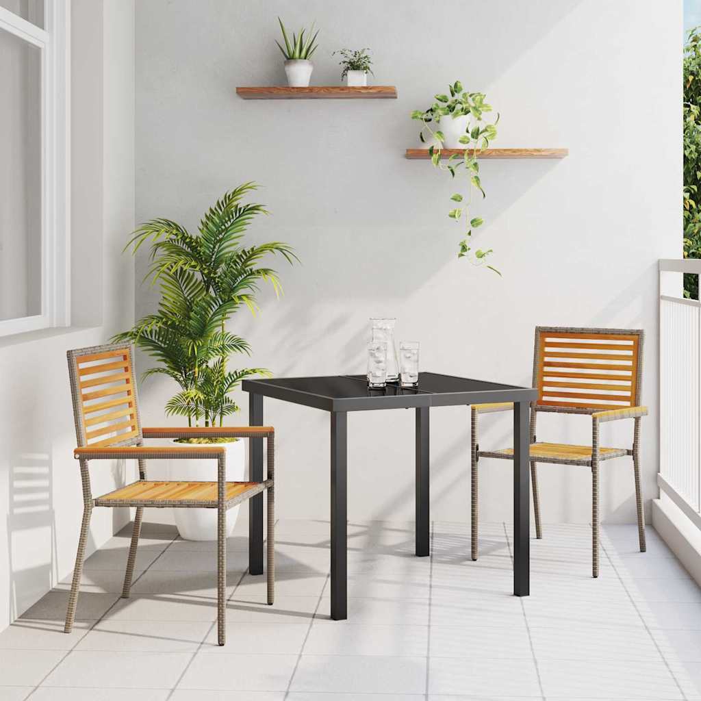 vidaXL Garten Stapelstühle 4 pcs Braun und Schwarz