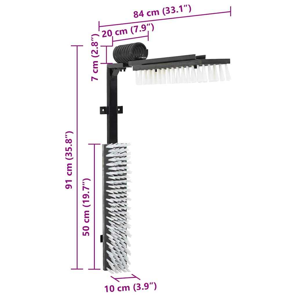 vidaXL Kühbürste Verstellbar Schwarz und Weiß 84 x 10 x 91 cm PVC