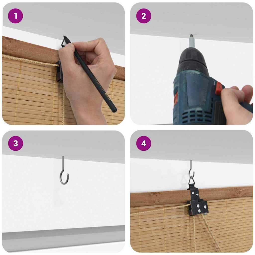 vidaXL Rollo mit Vorhängen Braun 60 x 160 cm Bambus