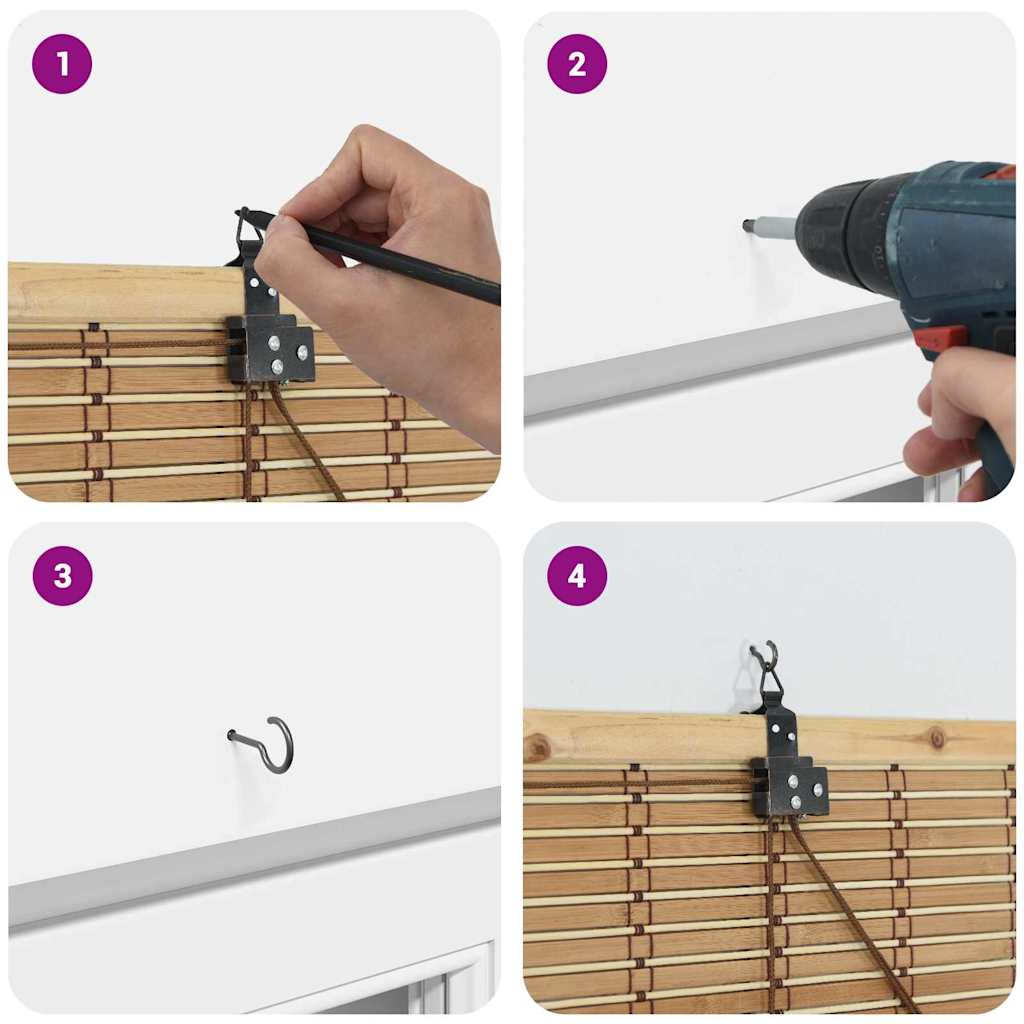 vidaXL Rollo mit Vorhängen Natur 60 x 160 cm Bambus