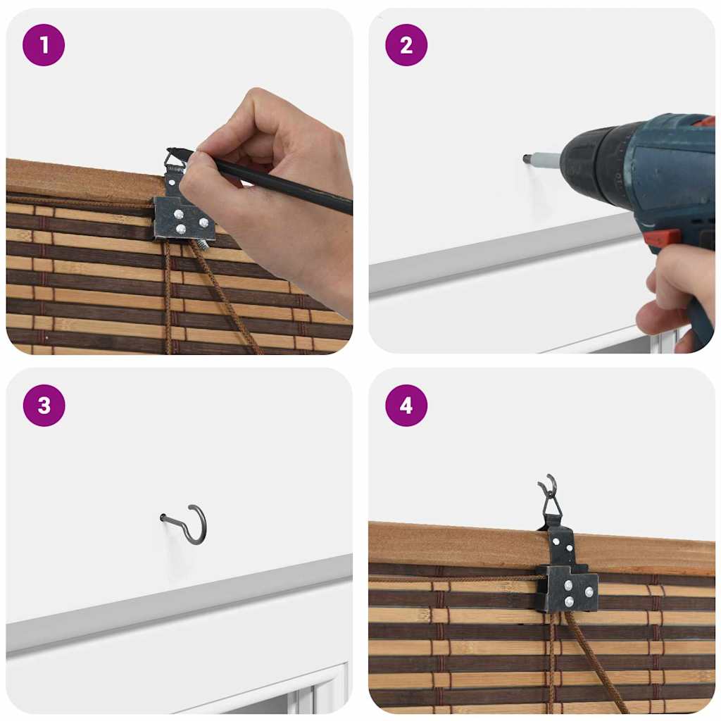 vidaXL Rollo mit Vorhängen Braun 60 x 160 cm Bambus