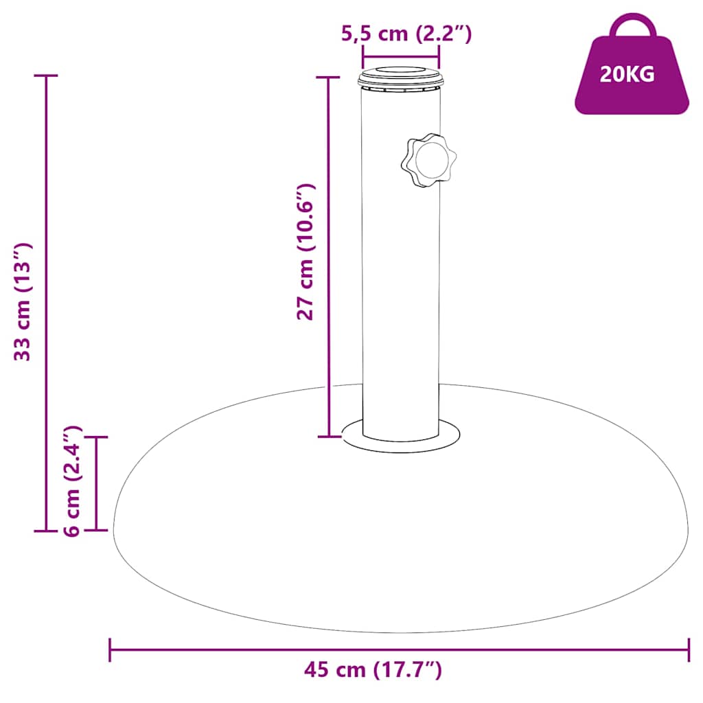 vidaXL Sonnenschirmständer Mehrfarbig Ø 45 x 33 cm Beton