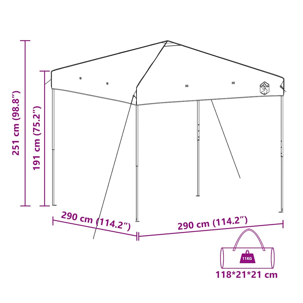 vidaXL Pavillon-Zelt Blau 290 x 290 x 251 cm Stoff