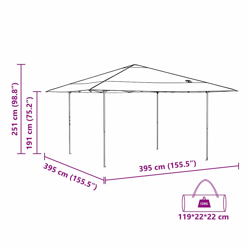 vidaXL Pavillon-Zelt Blau 395 x 395 x 251 cm Stoff