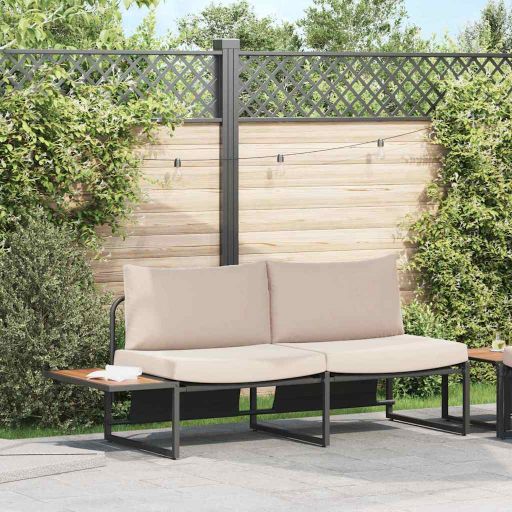 vidaXL Garten-Sofa mit Kissen Anthrazit 200,5 x 70 x 85,5 cm Stahl
