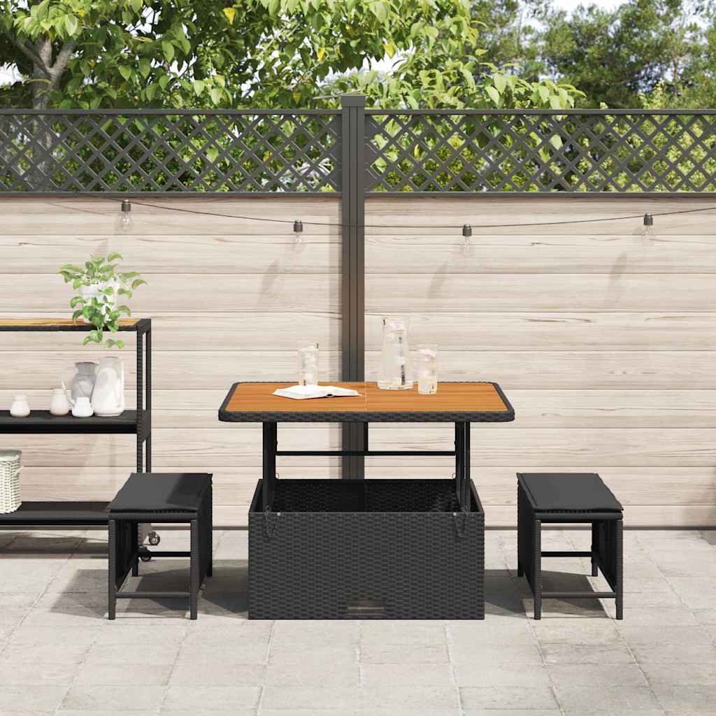 vidaXL Garten Essgruppe Schwarz Poly-Rattan