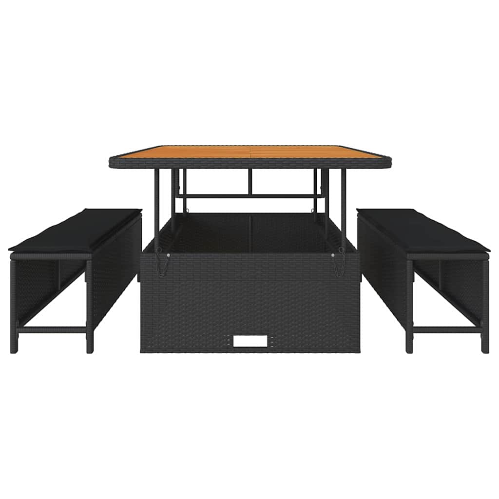 vidaXL Garten Essgruppe Schwarz Poly-Rattan