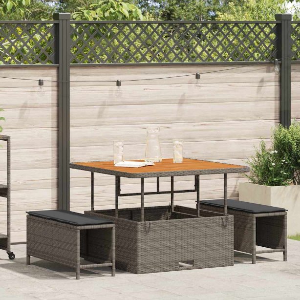 vidaXL Garten Essgruppe Schwarz Poly-Rattan