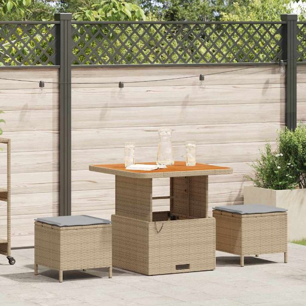 vidaXL Garten Essgruppe Schwarz Poly-Rattan
