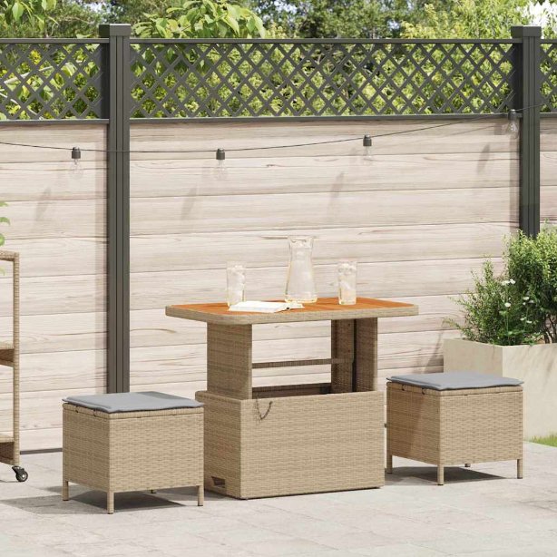 vidaXL Garten Essgruppe Schwarz Poly-Rattan