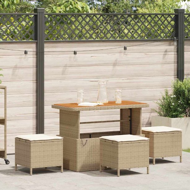vidaXL Garten Essgruppe Schwarz Poly-Rattan