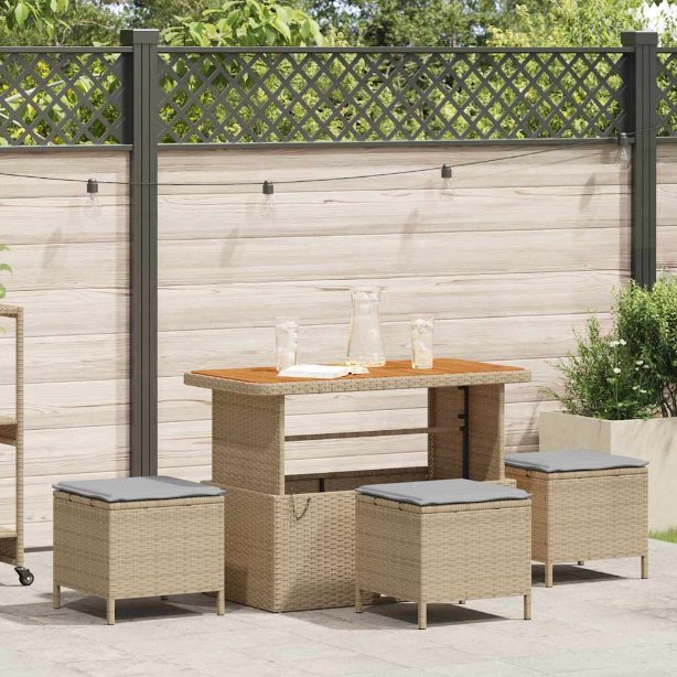 vidaXL Garten Essgruppe Schwarz Poly-Rattan