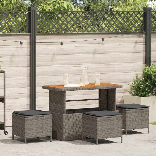 vidaXL Garten Essgruppe Schwarz Poly-Rattan