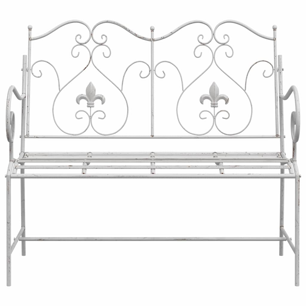 vidaXL Gartenbank Antik Weiß 104 x 54 x 93 cm Stahl
