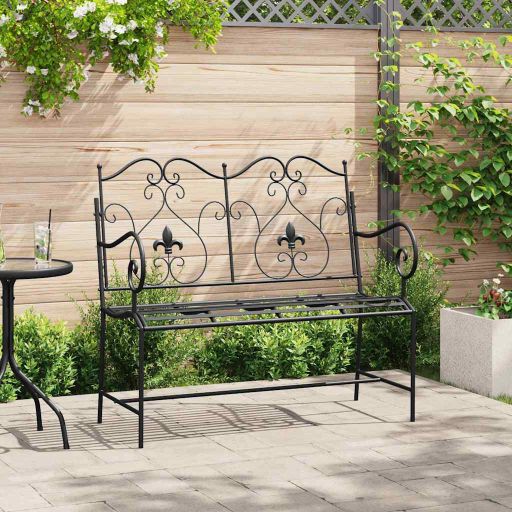 vidaXL Gartenbank Antik Weiß 104 x 54 x 93 cm Stahl