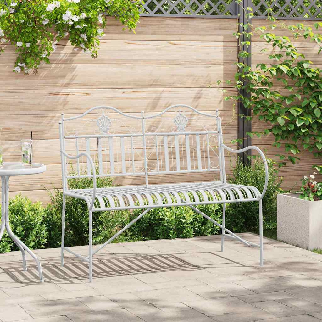 vidaXL Gartenbank Antik Weiß 103,5 x 59 x 89 cm Stahl