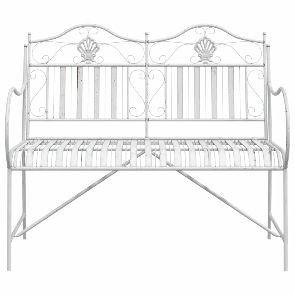 vidaXL Gartenbank Antik Weiß 103,5 x 59 x 89 cm Stahl