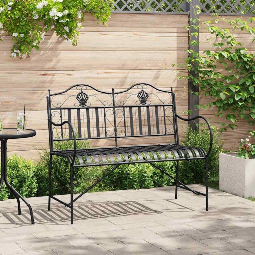 vidaXL Gartenbank Antik Weiß 103,5 x 59 x 89 cm Stahl