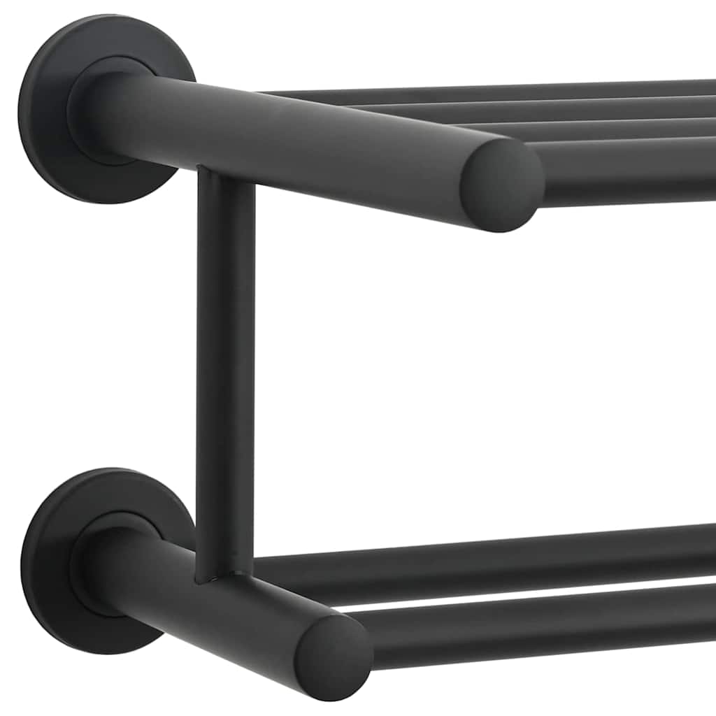 vidaXL Handtuchhalter Schwarz 61 x 23 x 17 cm Edelstahl