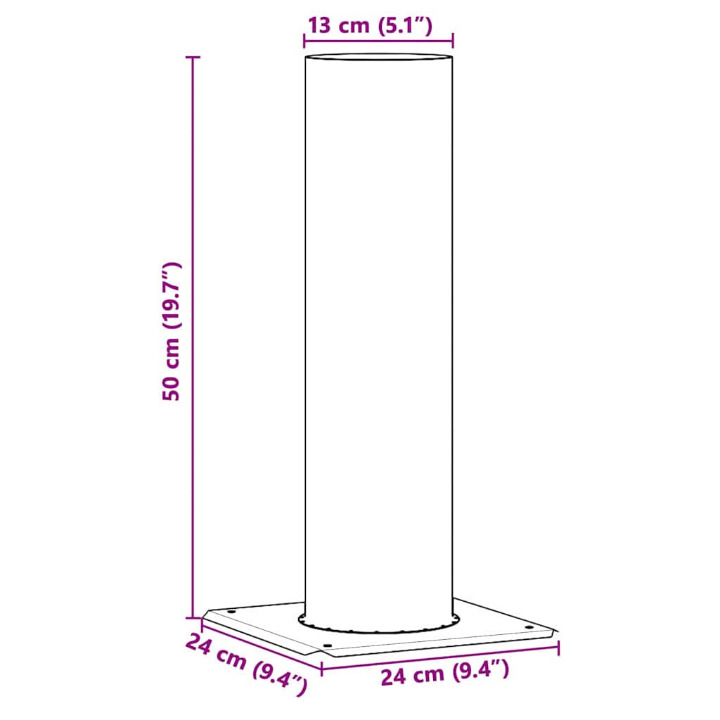 vidaXL Kamin Kopf Erweiterung Silber 24 x 24 x 50 cm Edelstahl