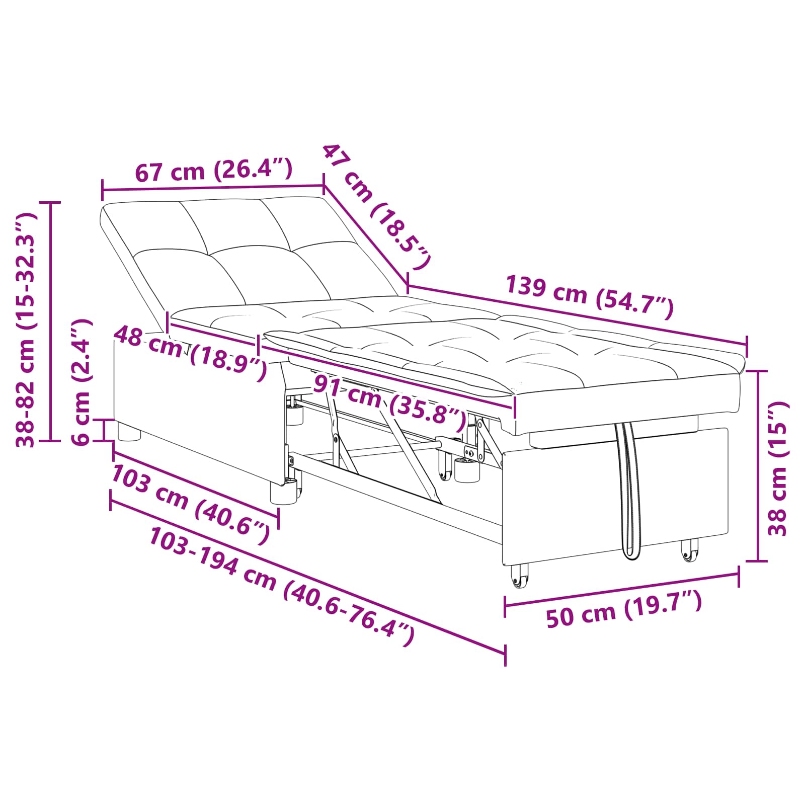 vidaXL Schlafsofa Hellgrau 194 x 50 x 82 cm Sperrholz