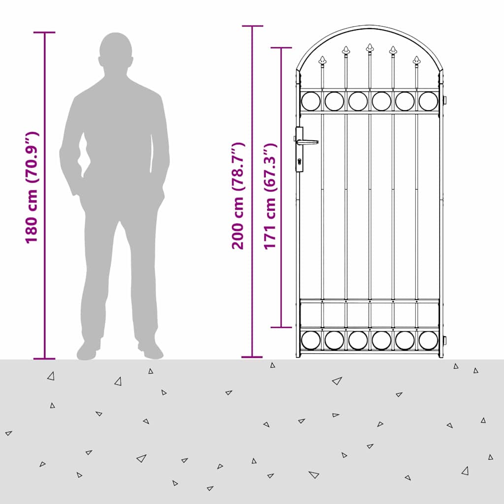 vidaXL Zaunpfosten mit Schloss Grau 200 x 88 x 14 cm Stahl