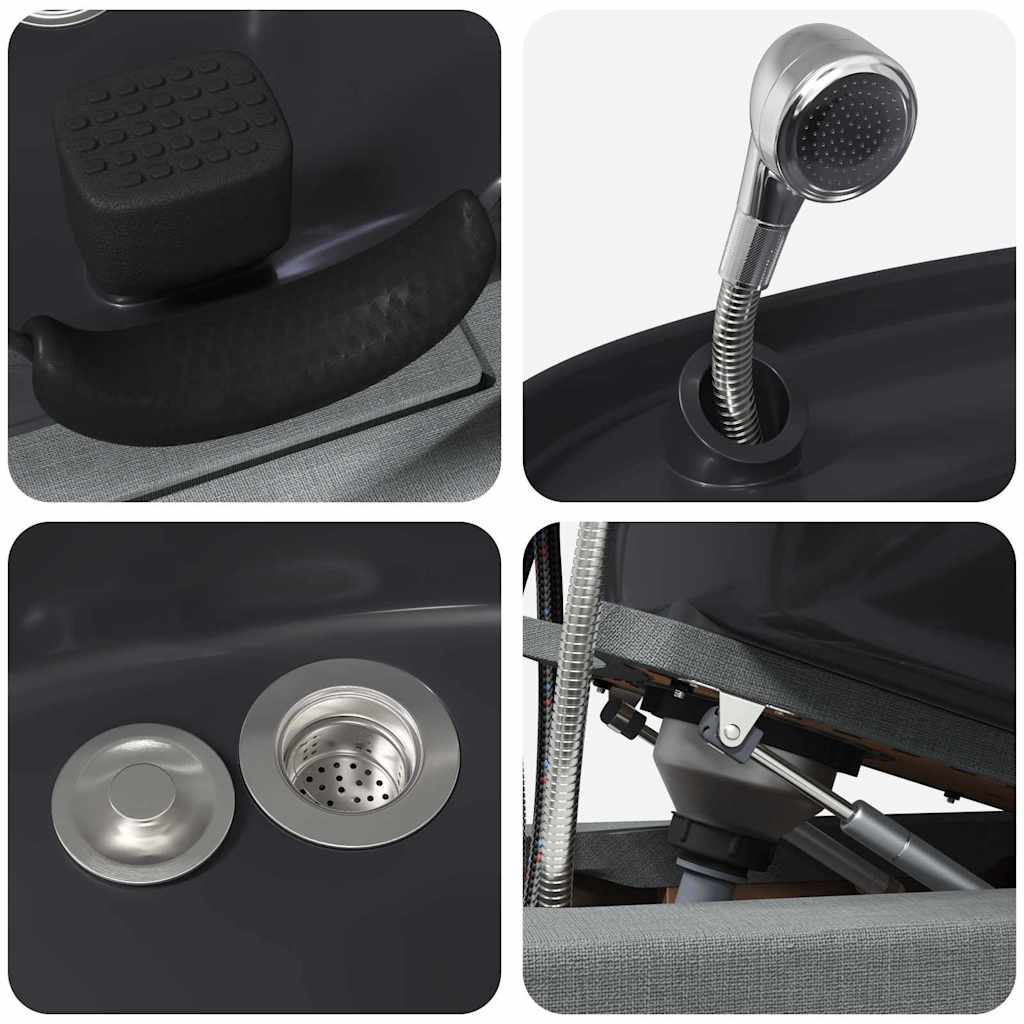 vidaXL Shampoo Stuhl Hellgrau und Schwarz 63 x 141 x 92 cm Stoff