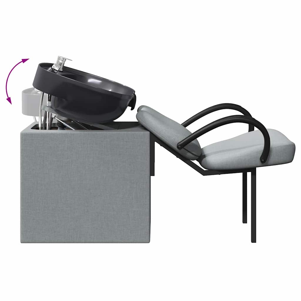 vidaXL Shampoo Stuhl Hellgrau und Schwarz 63 x 141 x 92 cm Stoff