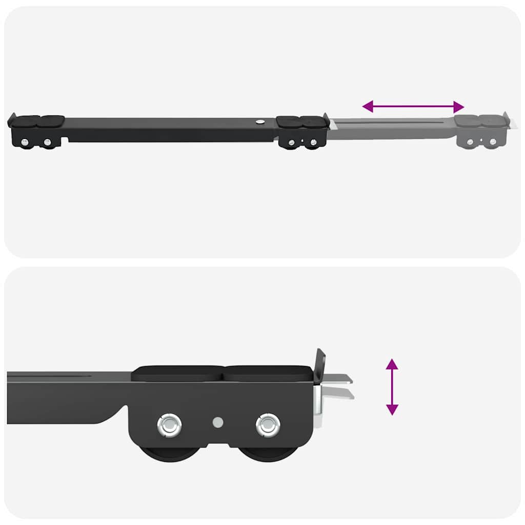 vidaXL Waschmaschinensockel 2 pcs Schwarz 72 x 5 x 4,5 cm Edelstahl