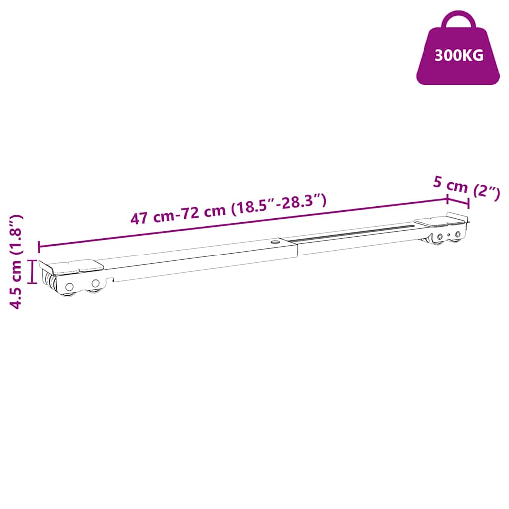 vidaXL Waschmaschinensockel 2 pcs Schwarz 72 x 5 x 4,5 cm Edelstahl