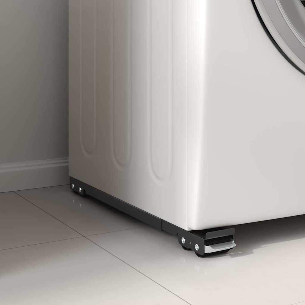 vidaXL Waschmaschinensockel 2 pcs Schwarz 72 x 5 x 4,5 cm Edelstahl