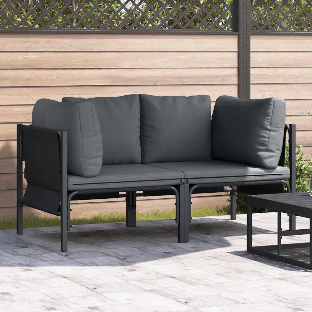 vidaXL Gartenmöbel mit Kissen 2 pcs Anthrazit 80 x 80 x 71 cm Stahl