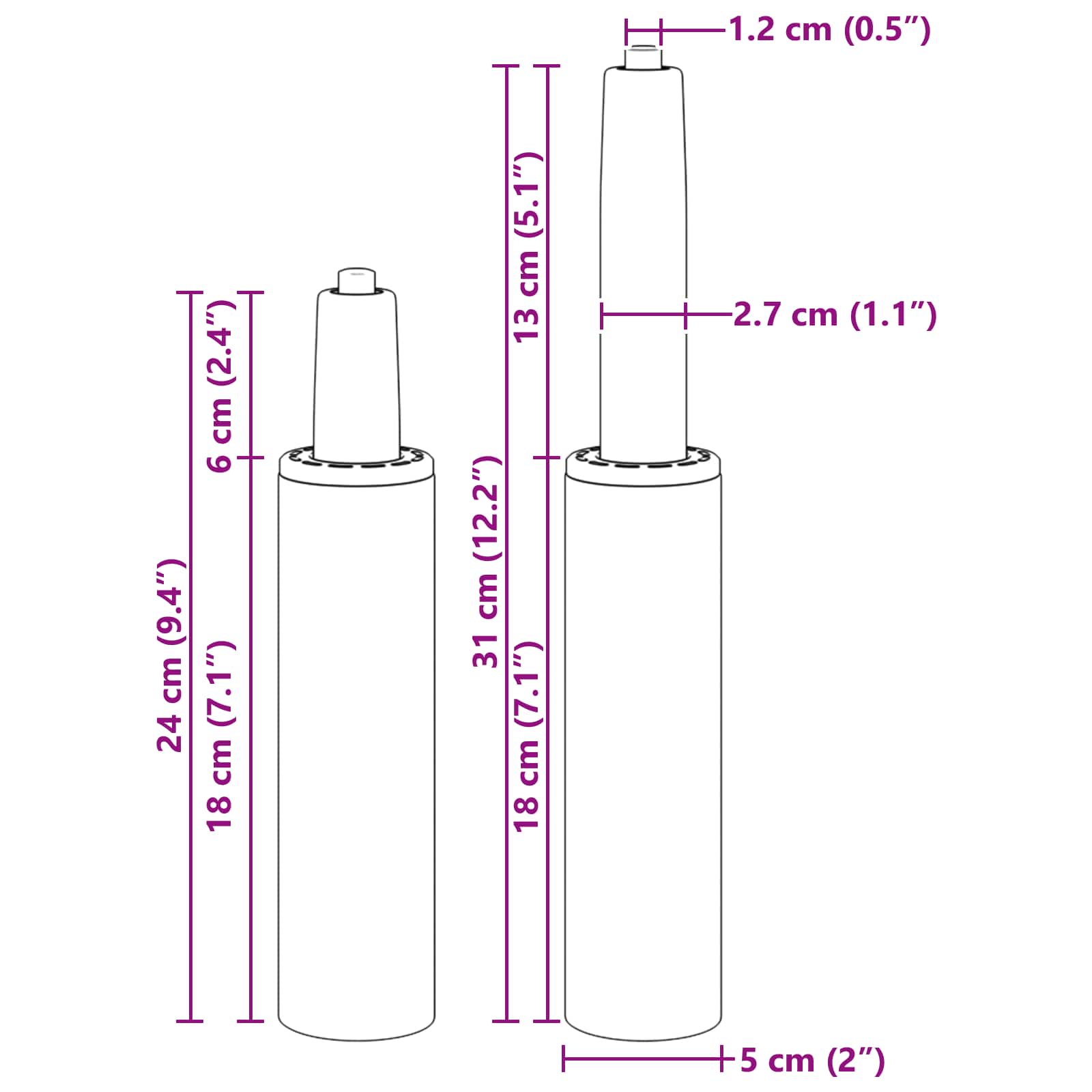 vidaXL Bürostuhl Gaszylinder Schwarz 239-309 mm Eisen
