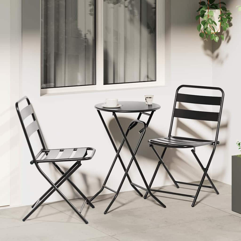 vidaXL Garten Bistro Set 3 pcs Anthrazit Stahl