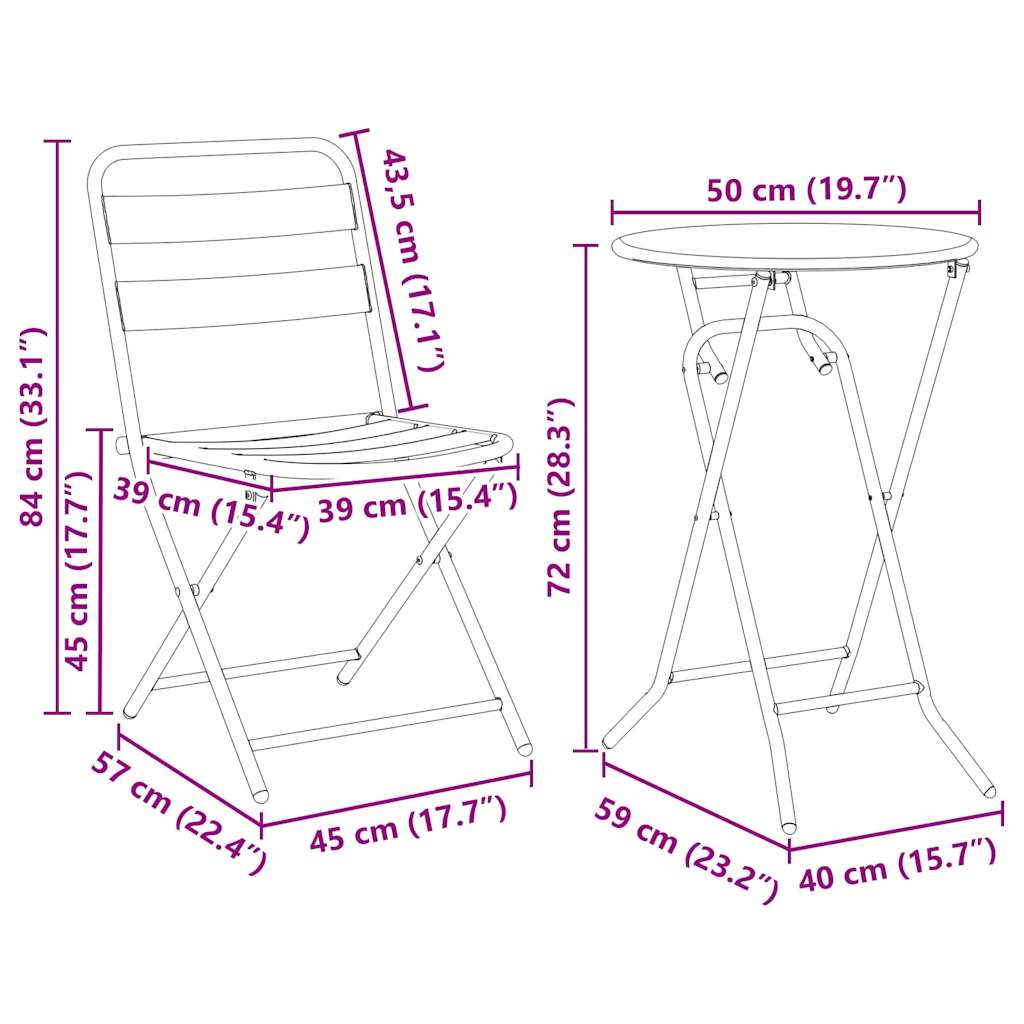vidaXL Garten Bistro Set 3 pcs Anthrazit Stahl