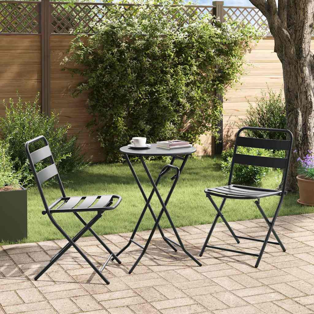 vidaXL Garten Bistro Set 3 pcs Anthrazit Stahl