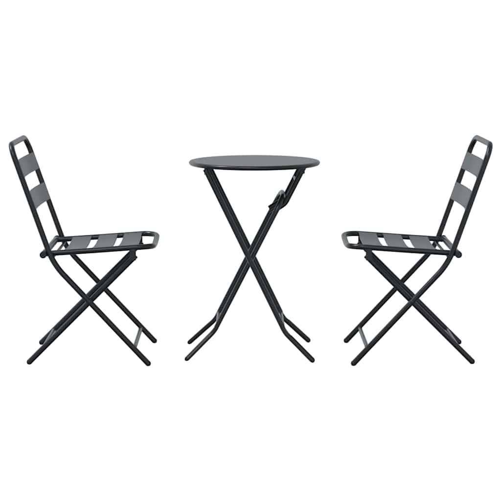 vidaXL Garten Bistro Set 3 pcs Anthrazit Stahl