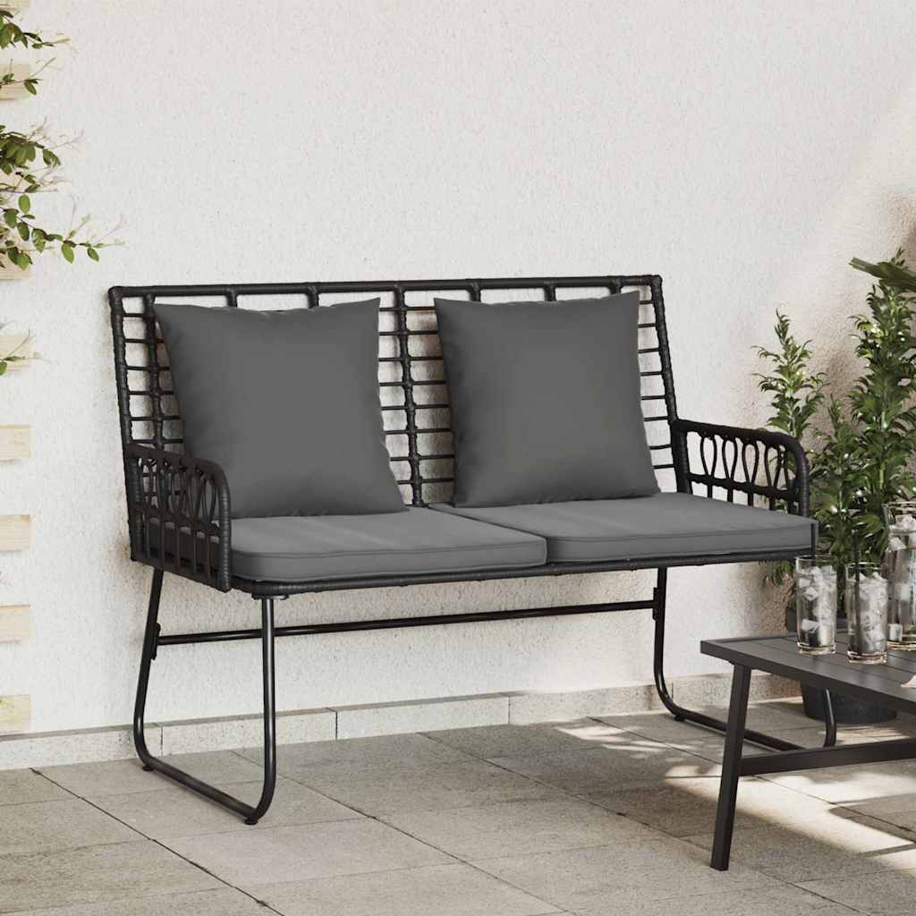 vidaXL Garten Essgruppe 3 pcs Schwarz und Anthrazit Poly-Rattan