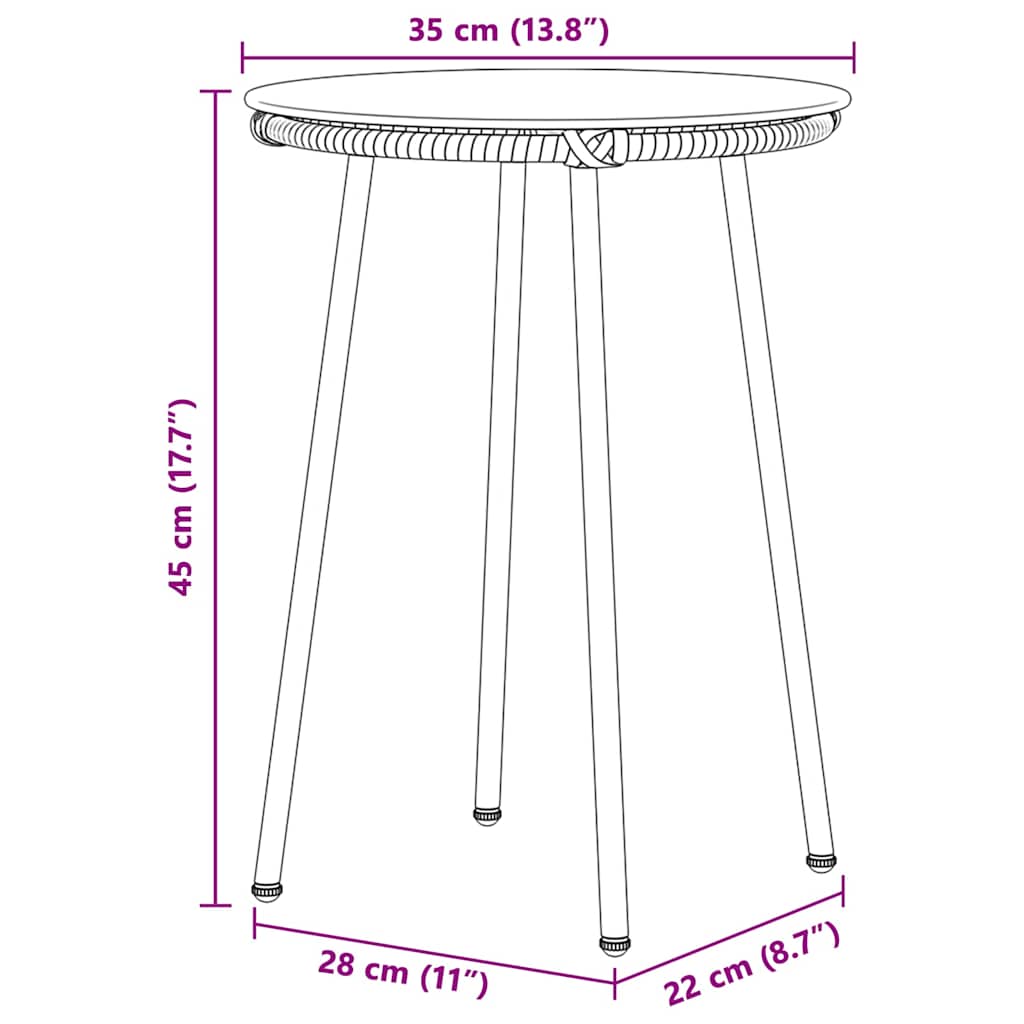 vidaXL Garten Essgruppe 3 pcs Schwarz und Anthrazit
