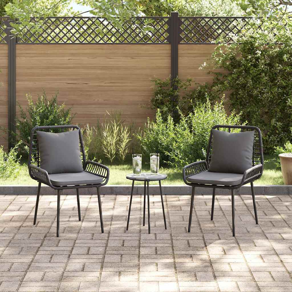 vidaXL Garten Essgruppe 3 pcs Schwarz und Anthrazit