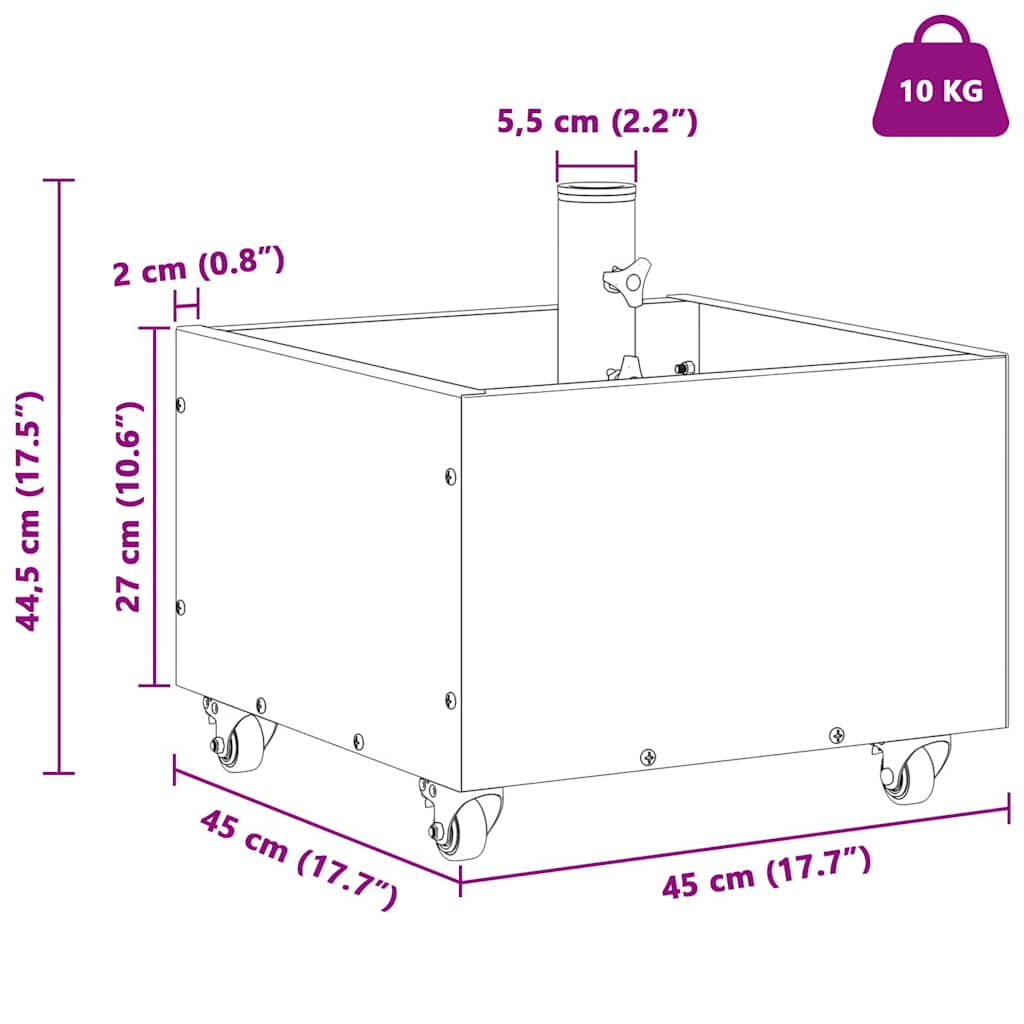 vidaXL Sonnenschirmständer Grün 45 x 45 x 45 cm Stahl