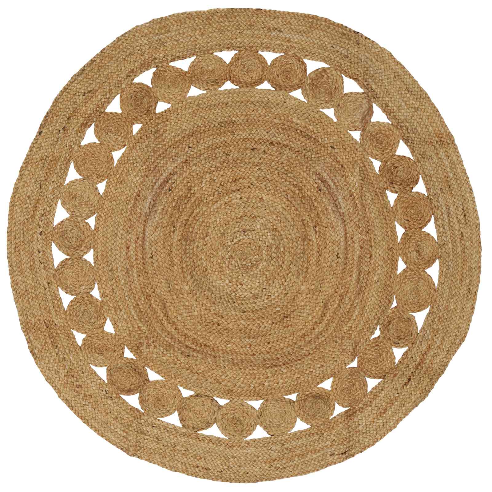 Teppich Flechtmuster Jute 90 cm Rund