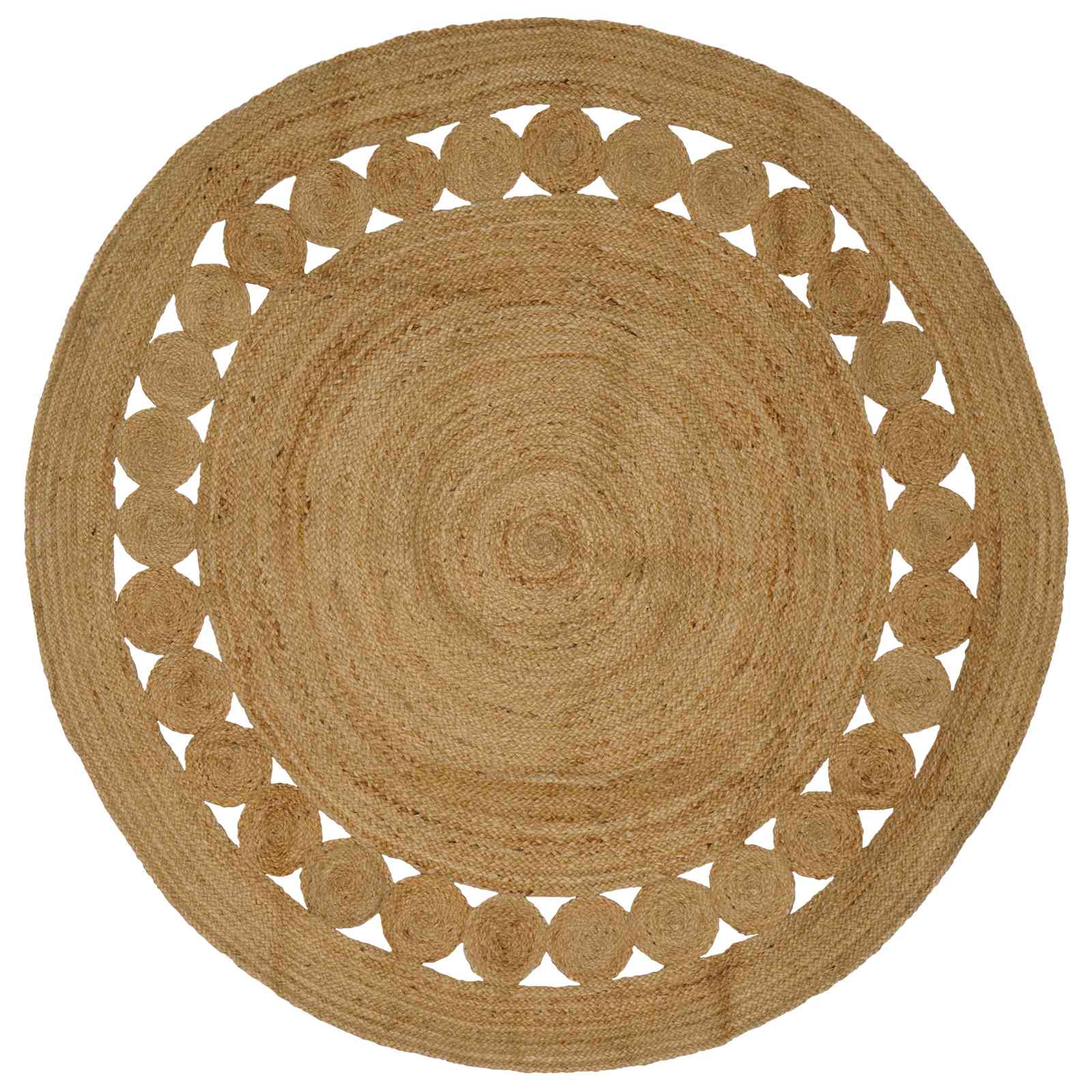 Teppich Flechtmuster Jute 90 cm Rund