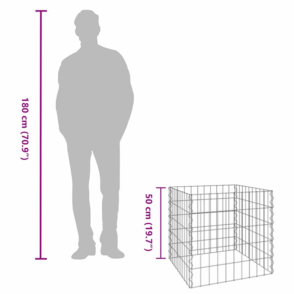 vidaXL Quadratischer Komposter 50 x 50 x 50 cm Eisen