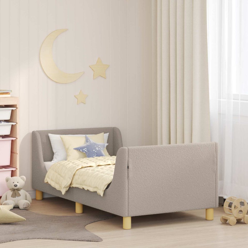 vidaXL Kinderbettgestell mit Kopfteil Creme 70 x 140 cm Schafstoff