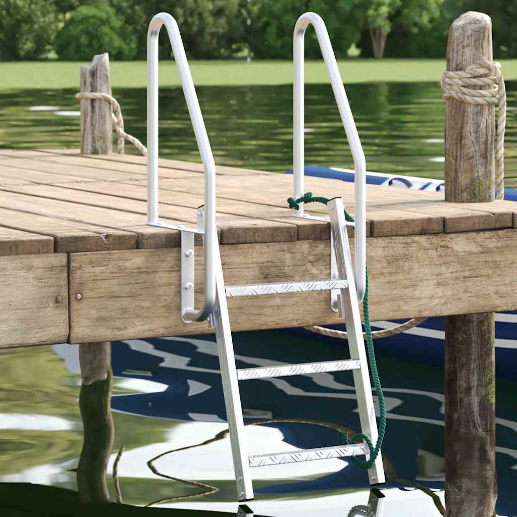 vidaXL 3-Step Dock Ladder Silber 58 x 77 x 144 cm Aluminium